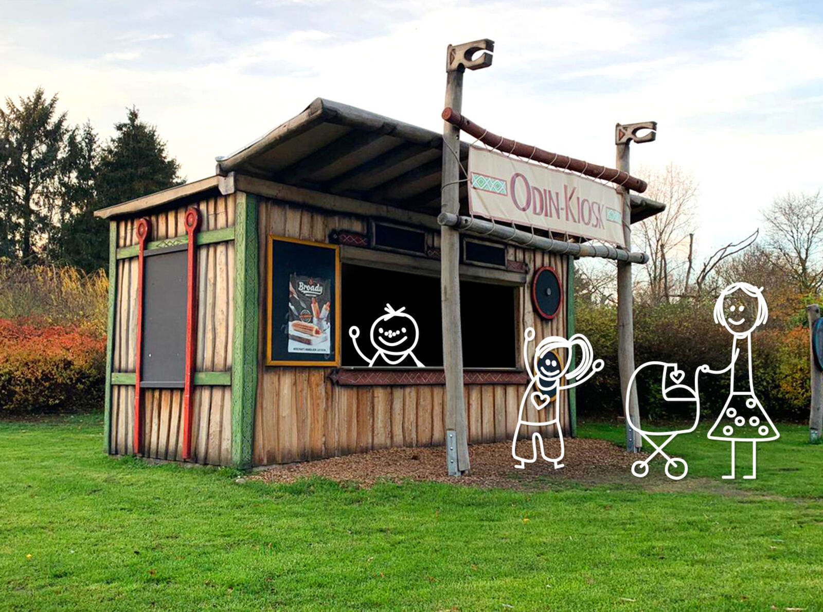 Das Bild zeigt den Wikinger-Kiosk im Tier- und Freizeitpark Thüle, Friesoythe.